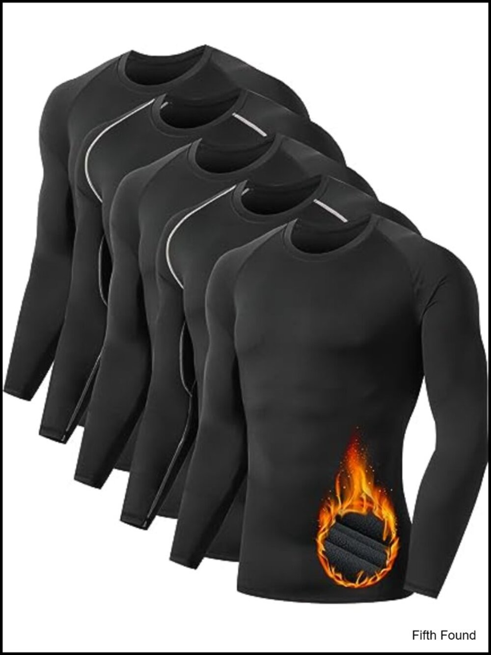 5 Pack Men's Fleece Lined Thermal Compression Shirts Long Sleeve Cold Weather